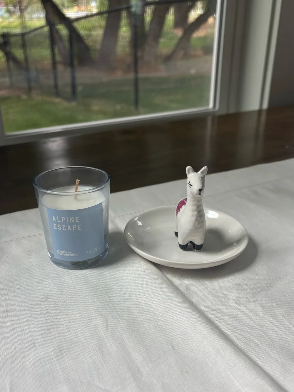Alpine Escape Scented Candle - Blue & Llama Ring Jewelry Holder